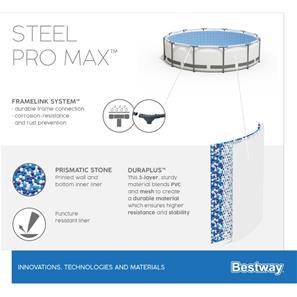  Bestway Steel Pro MAX Frame Pool 427 x 107cm m/pumpe, stige m.v.-8