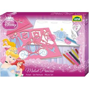 Disney Prinsesse Tegneskabelon sæt m/blyanter m.v.  til børn