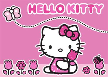 Hello Kitty Børne Tæppe  Design 17 - 95 x 133 cm