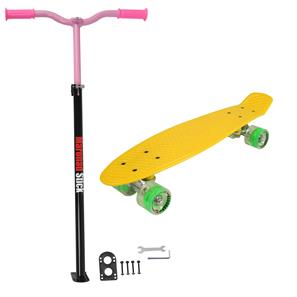  Maronad Retro Minicruiser Skateboard + Maronad Stick Gul/Pink-2
