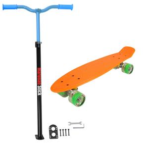  Maronad Retro Minicruiser Skateboard + Maronad Stick Orange/Blå-2