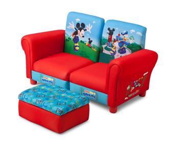Mickey Mouse Polstret Sofa/stole til 2 børn med fodskammel