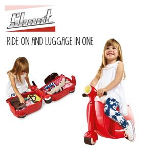 Skoot 2-i-1 Trolley Kuffert og køretøj med hjul til børn, Rød-9