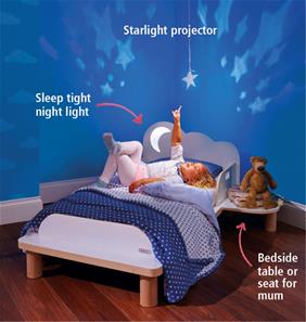 StarBright Junior børneseng med natlys og natbord (140cm)-10