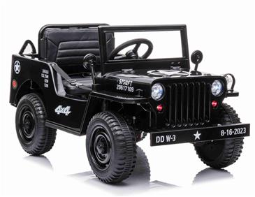 Army Classic Adventure m/4x12V Motor + Gummihjul + Lædersæde, Sort-4