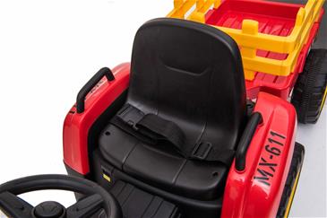 EL Traktor med anhænger Rød 12V m/2.4G, Lædersæde, Gummihjul-7