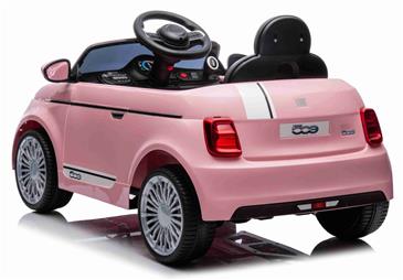  Fiat 500e Elbil til børn 12V m/Lædersæde, Gummihjul, 2.4G remote Pink-4
