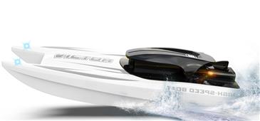 Fjernstyret 2-i-1 Speedbåd og Haj 2.4G, Hvid-3