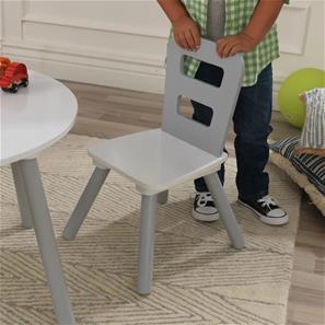  Kidkraft Rundt Legebord med 2 stole og opbevaring, Grå/Hvidt-5