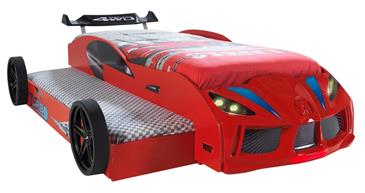  Turbo Twin Bilseng med LED-Lys og Lydpakke, Rød
