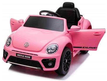 VW Beetle Dune elbil til børn 12v m/Gummihjul, 2.4G Remote, Lædersæde Pink-10