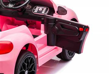 VW Beetle Dune elbil til børn 12v m/Gummihjul, 2.4G Remote, Lædersæde Pink-11