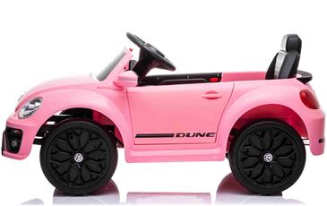 VW Beetle Dune elbil til børn 12v m/Gummihjul, 2.4G Remote, Lædersæde Pink-3