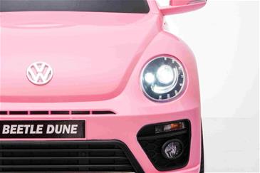 VW Beetle Dune elbil til børn 12v m/Gummihjul, 2.4G Remote, Lædersæde Pink-6
