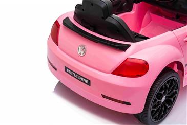 VW Beetle Dune elbil til børn 12v m/Gummihjul, 2.4G Remote, Lædersæde Pink-8
