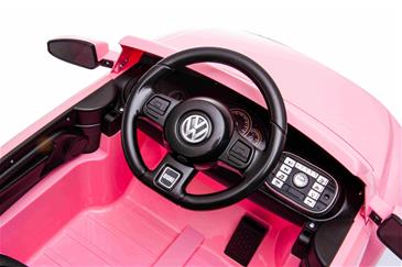 VW Beetle Dune elbil til børn 12v m/Gummihjul, 2.4G Remote, Lædersæde Pink-9