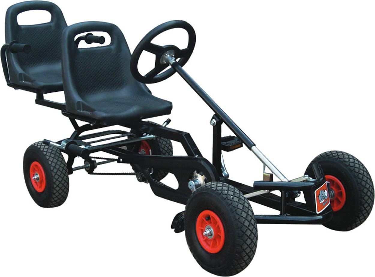 MegaLeg Pedal Gokart BlackPower til børn 5-12 år m/ekstra sæde (Udgået)