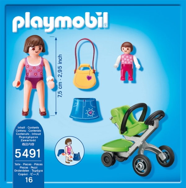 - med barneklapvogn, Playmobil