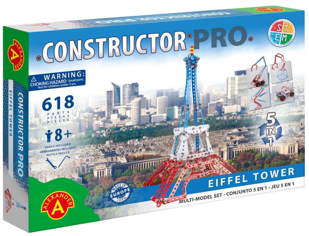 Se Constructor Pro Eiffeltårnet 5-i-1 Metal Konstruktionsbyggesæt hos MM Action