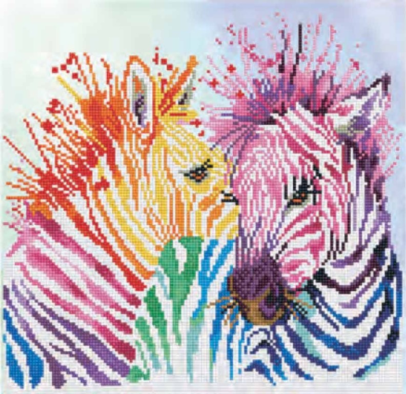 Se Diamond Dotz 40 x 40 cm - Rainbow Zebraer hos MM Action