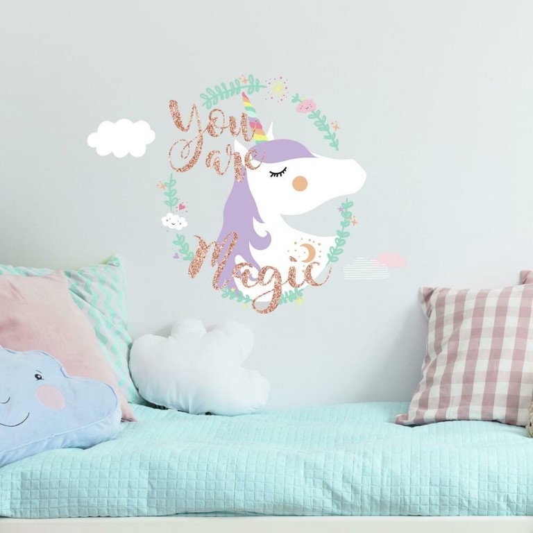 Billede af Enhjørning / Unicorn ''You are Magic'' Gigant Wallsticker med glitter