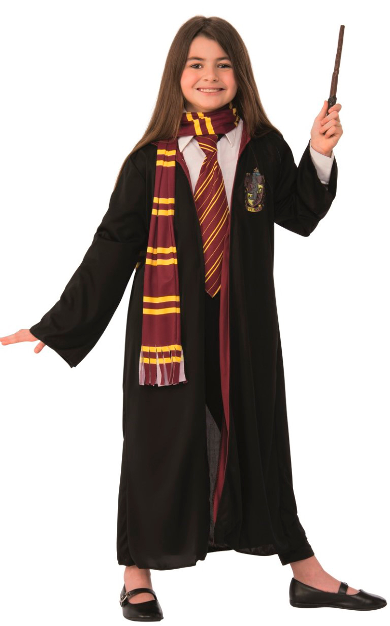 Se HARRY Potter GRIFFINDOR Kostume med tryllestav, tørklæde og slips 4-10 år hos MM Action