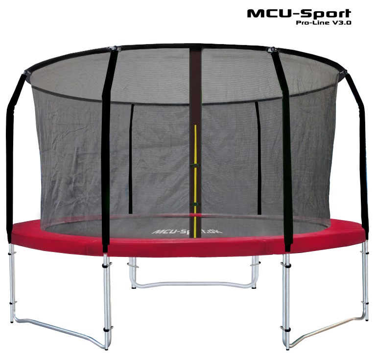 MCU-Sport Pro-line 3,05m Rød Trampolin V3.0 + Pro sikkerhedsnet