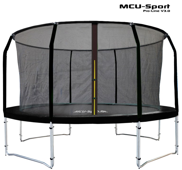 Se MCU-Sport Pro-line 3,7m Sort Trampolin V3.0 + Pro sikkerhedsnet hos MM Action