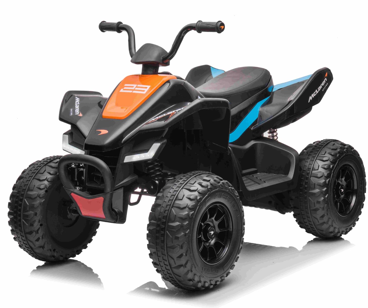 Se McLaren Racing MCL 35 EL ATV 12V (Remote, 4xMotor, Lædersæde, Gummihj.) hos MM Action