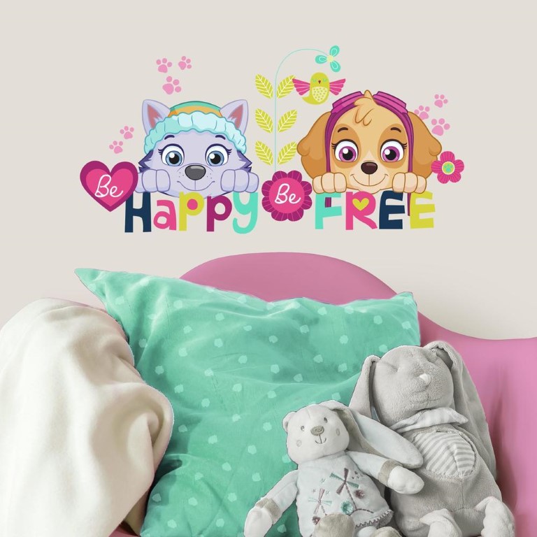 radar hierarki Næsten død Paw Patrol Skye og Everest Be Happy Wallstickers Kr. 199 - på lager til  omgående levering