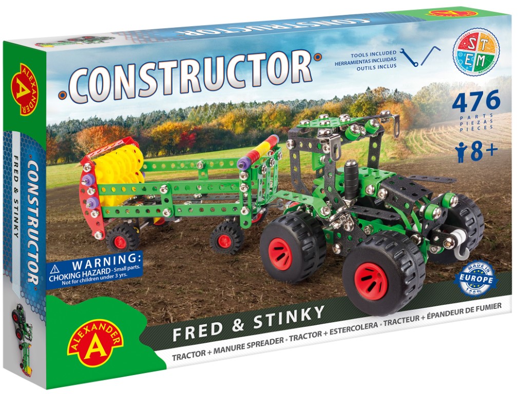 Se Traktor m/anhænger Metal Konstruktionsbyggesæt - Fred og Stinky hos MM Action