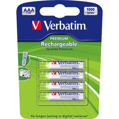 Billede af Verbatim opladelige batterier, AAA(LR03), Ni-MH, 1000mAh, 1,2V