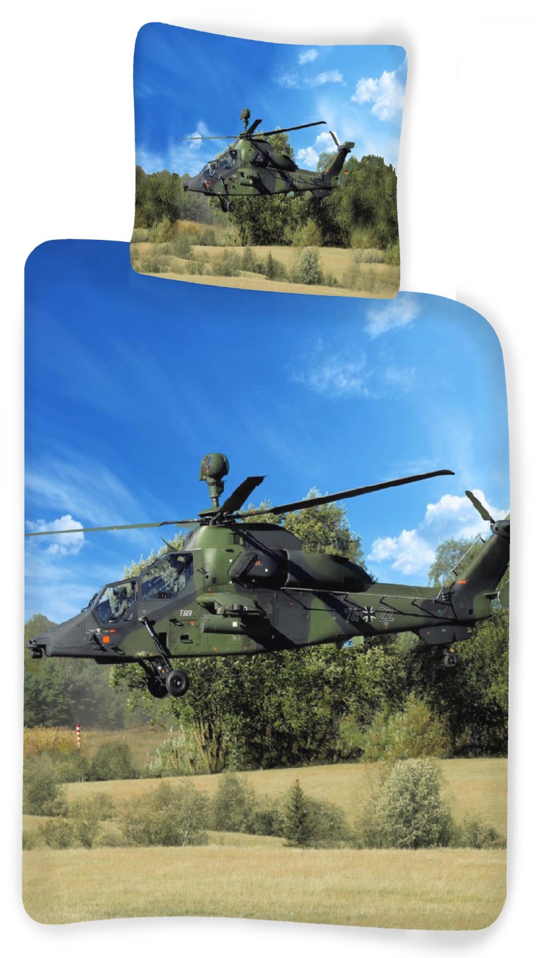 Se Army Helikopter Sengetøj 140 X 200, 100 Procent Bomuld hos MM Action