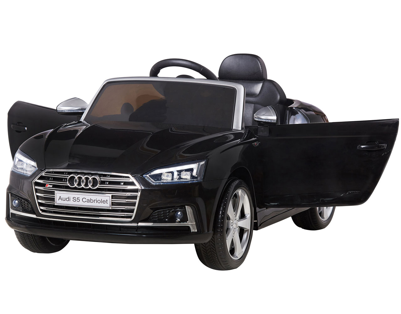 Se Audi S5 Cabriolet Sort Elbil til Børn 12V m/2.4G fjernbetjening, Gummihjul hos MM Action