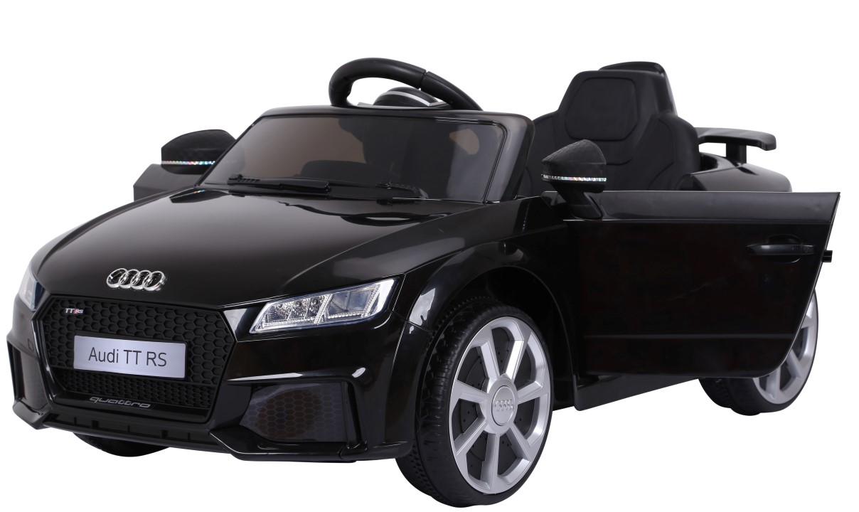 Se Audi TT RS ELBil til børn 12V m/Gummihjul og 2.4G Fjernbetjening, Sort hos MM Action