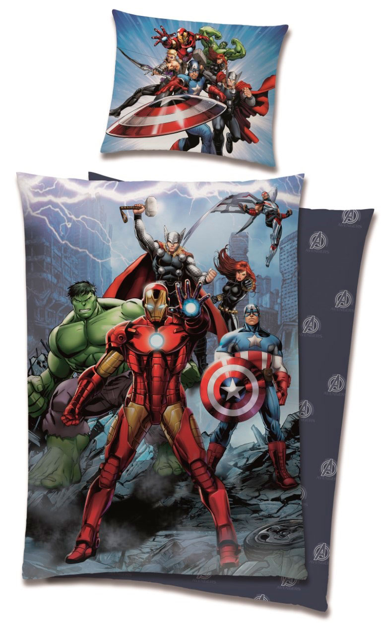 Se Avengers Sengetøj 140 x 200, 100 procent bomuld hos MM Action