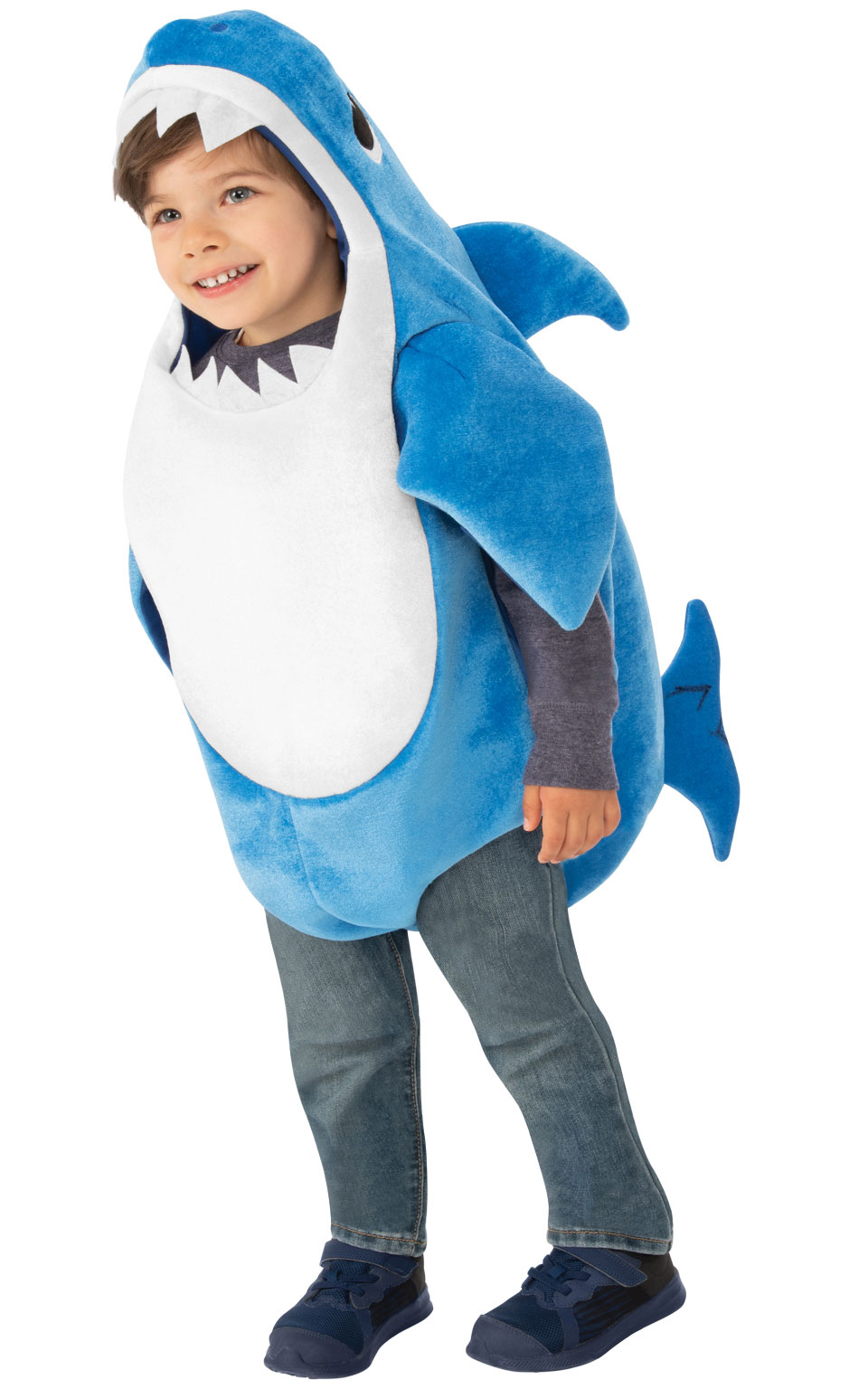 Se Baby Shark / Daddy Shark Deluxe Blå børnekostume (6-48 måneder) hos MM Action