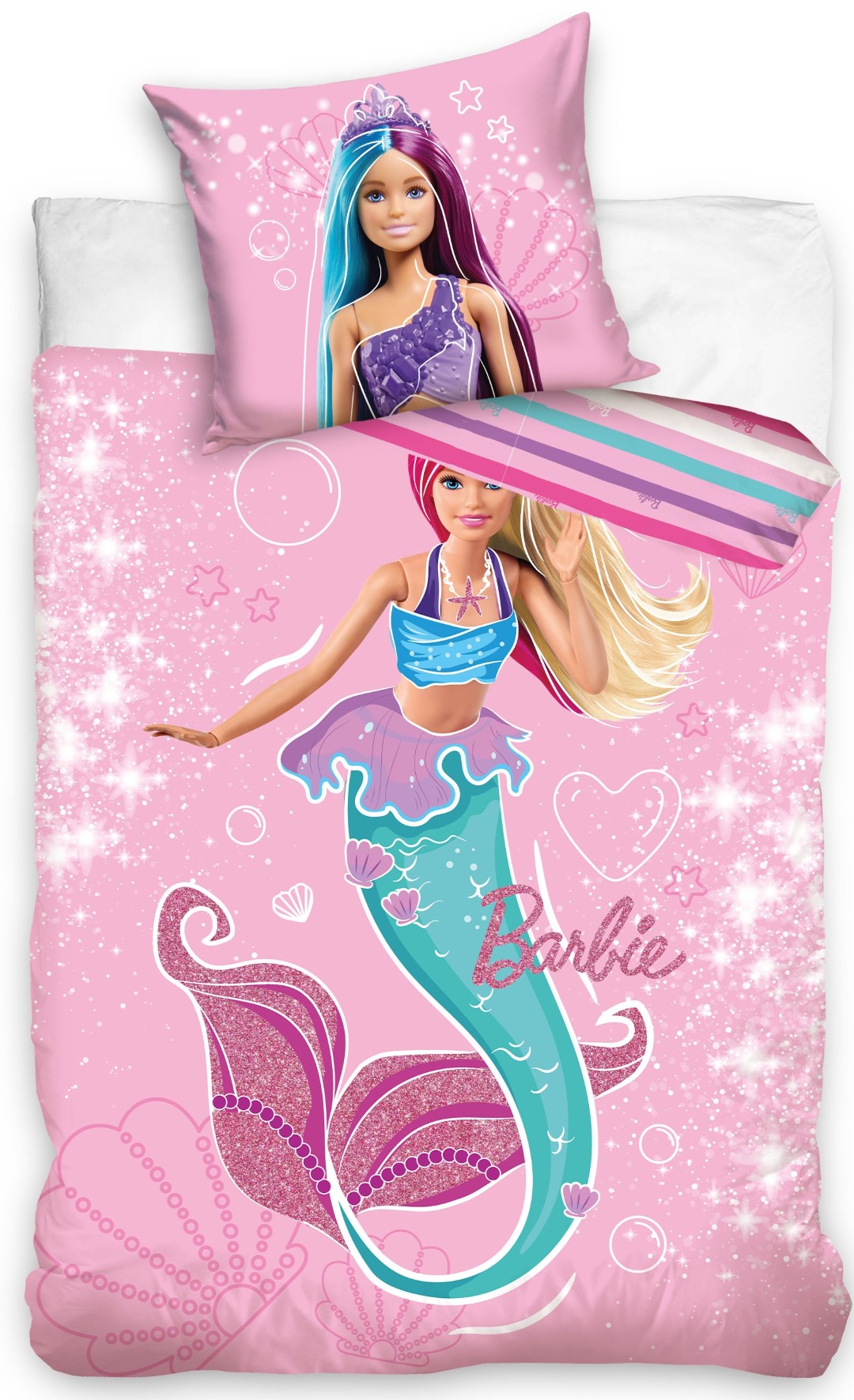 Se Barbie Glitter Sengetøj 140X200 Cm - 100 Procent Bomuld hos MM Action