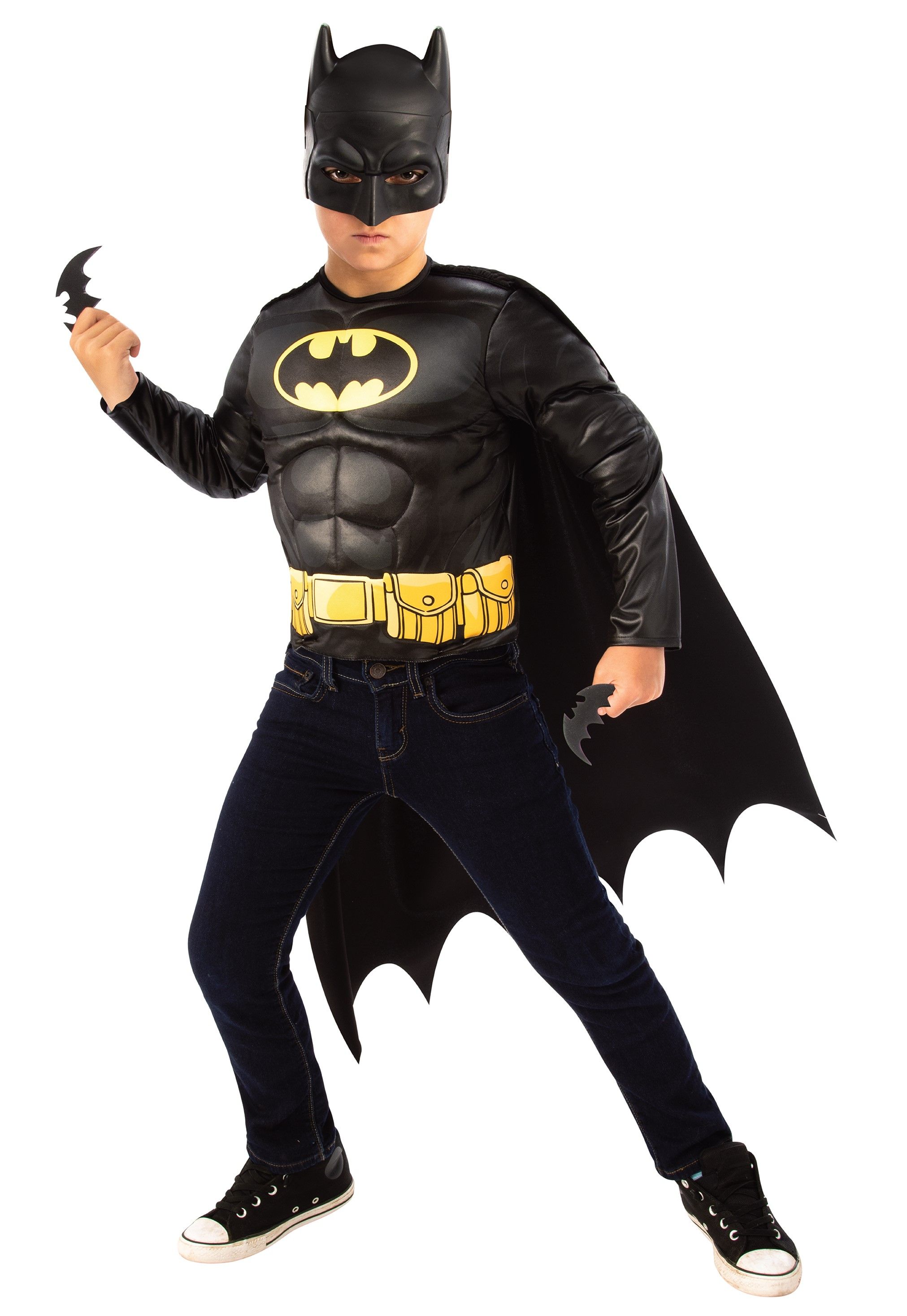 Se Batman Deluxe Muskeltop, Kappe og Maske til børn hos MM Action