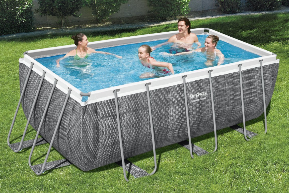 Bestway Power Steel 412 x 201 122 cm Rektangulær Pool m/pumpe m.v. Kr. 2.998(Begrænset Tilbud) - på lager til omgående levering