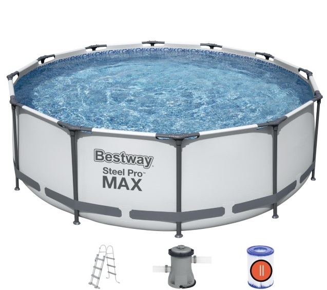 Bestway Steel Pro MAX Frame Pool 366 x 100cm m/filter pumpe, stige