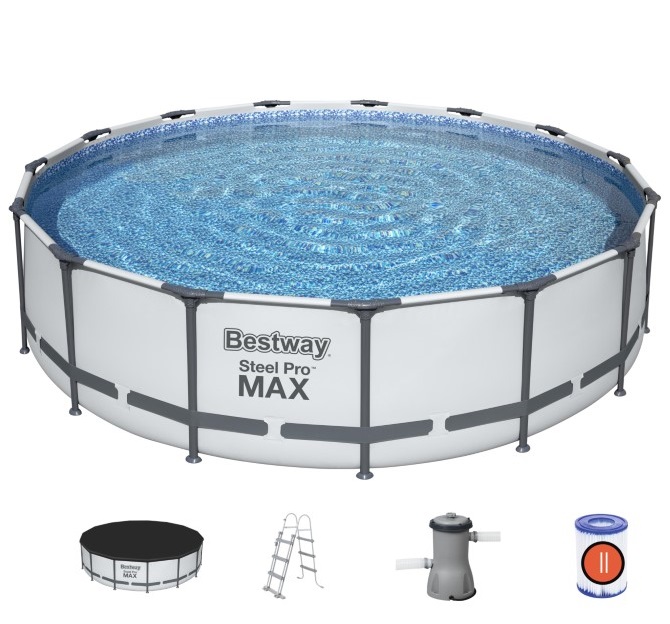 Bestway Steel Pro MAX Frame Pool 457 x 107 cm m/pumpe, stige m.v.