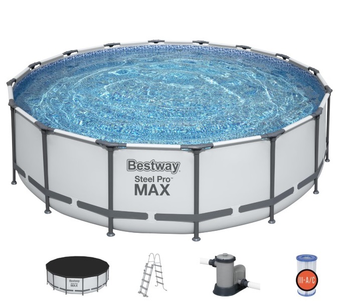 Bestway Steel Pro MAX Frame Pool 488 x 122 cm m/pumpe, stige m.v.