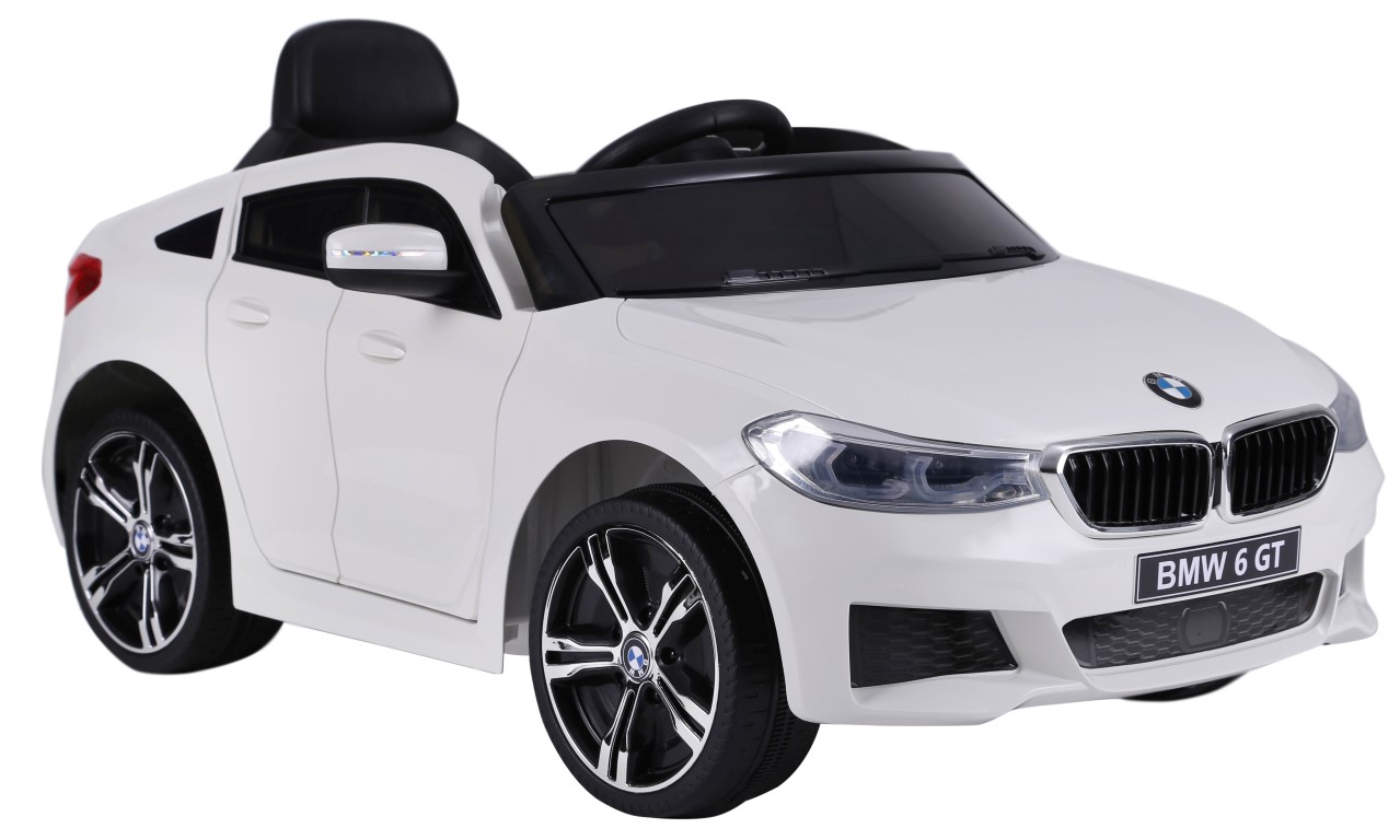 Billede af BMW 6 GT elbil til børn 12v Hvid m/Gummihjul, 2.4G Remote, 12V7AH