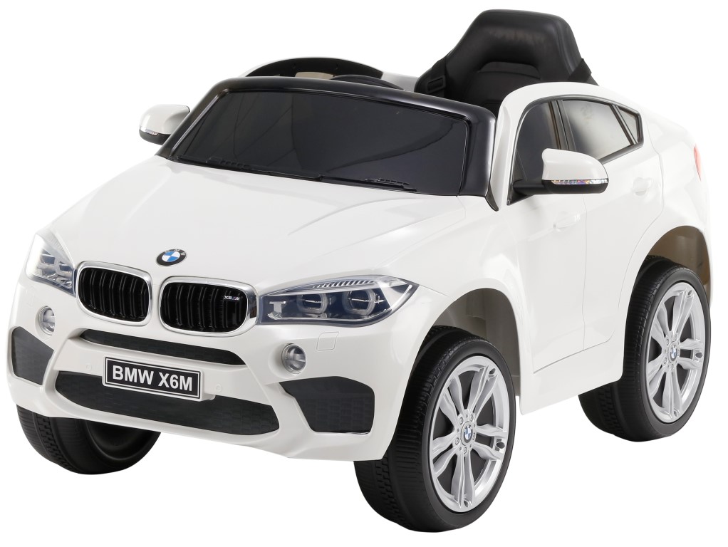 Billede af BMW X6 M elbil til børn 12v Hvid m/2.4G Remote + Gummihjul