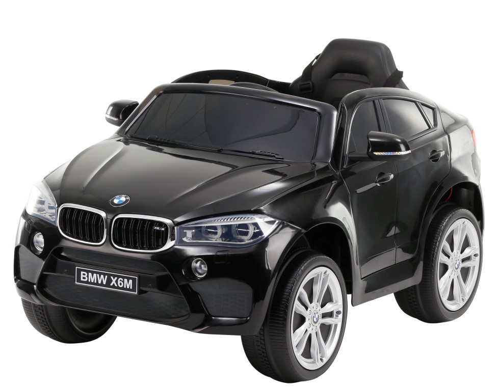 Billede af BMW X6 M elbil til børn 12v Sort m/2.4G Remote + Gummihjul