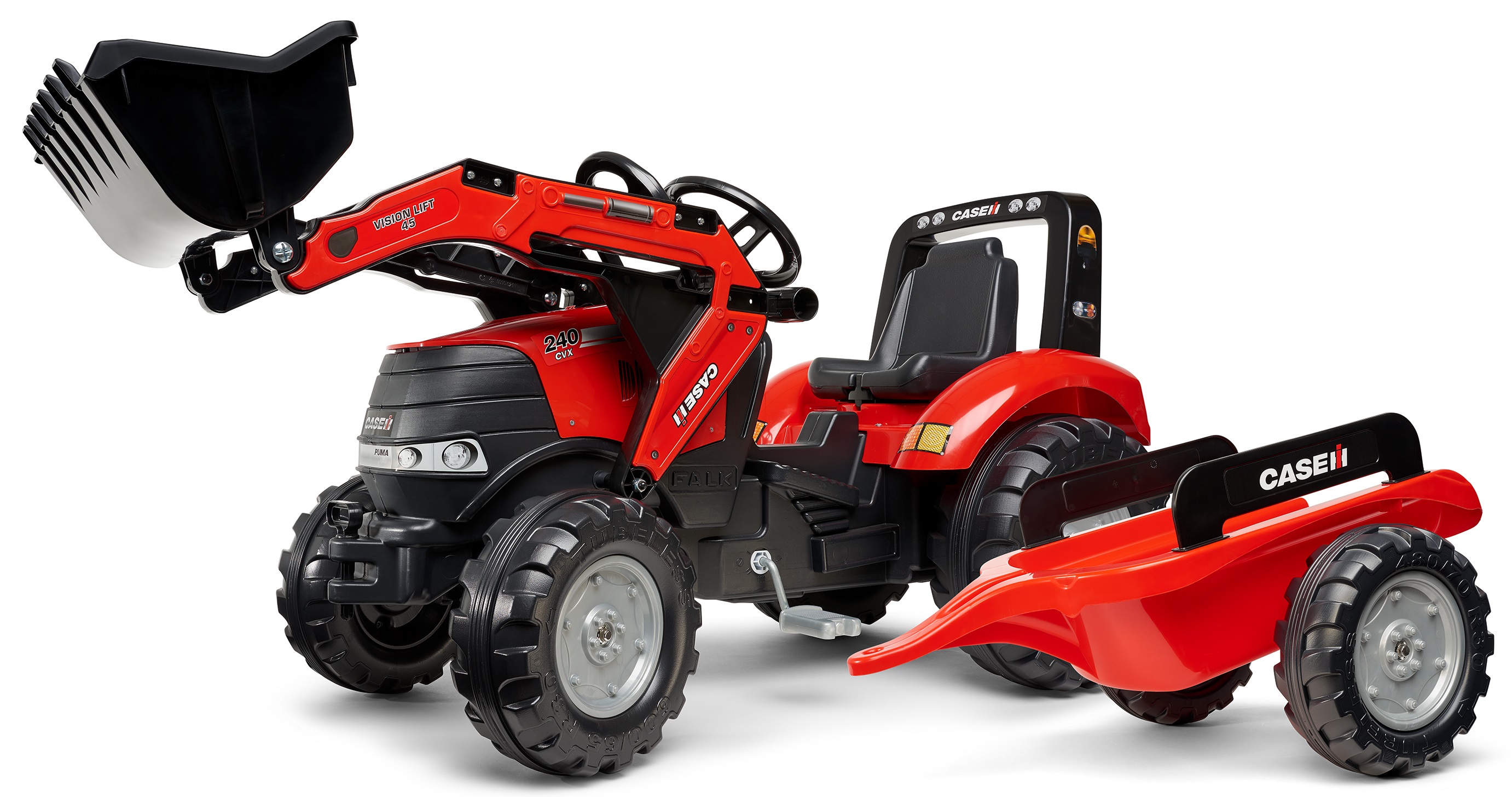 Lam lejer Tilpasning CASE IH Puma 240CVX Pedal traktor til børn m/Frontskovl + Trailer Kr. 1.499  - på lager til omgående levering