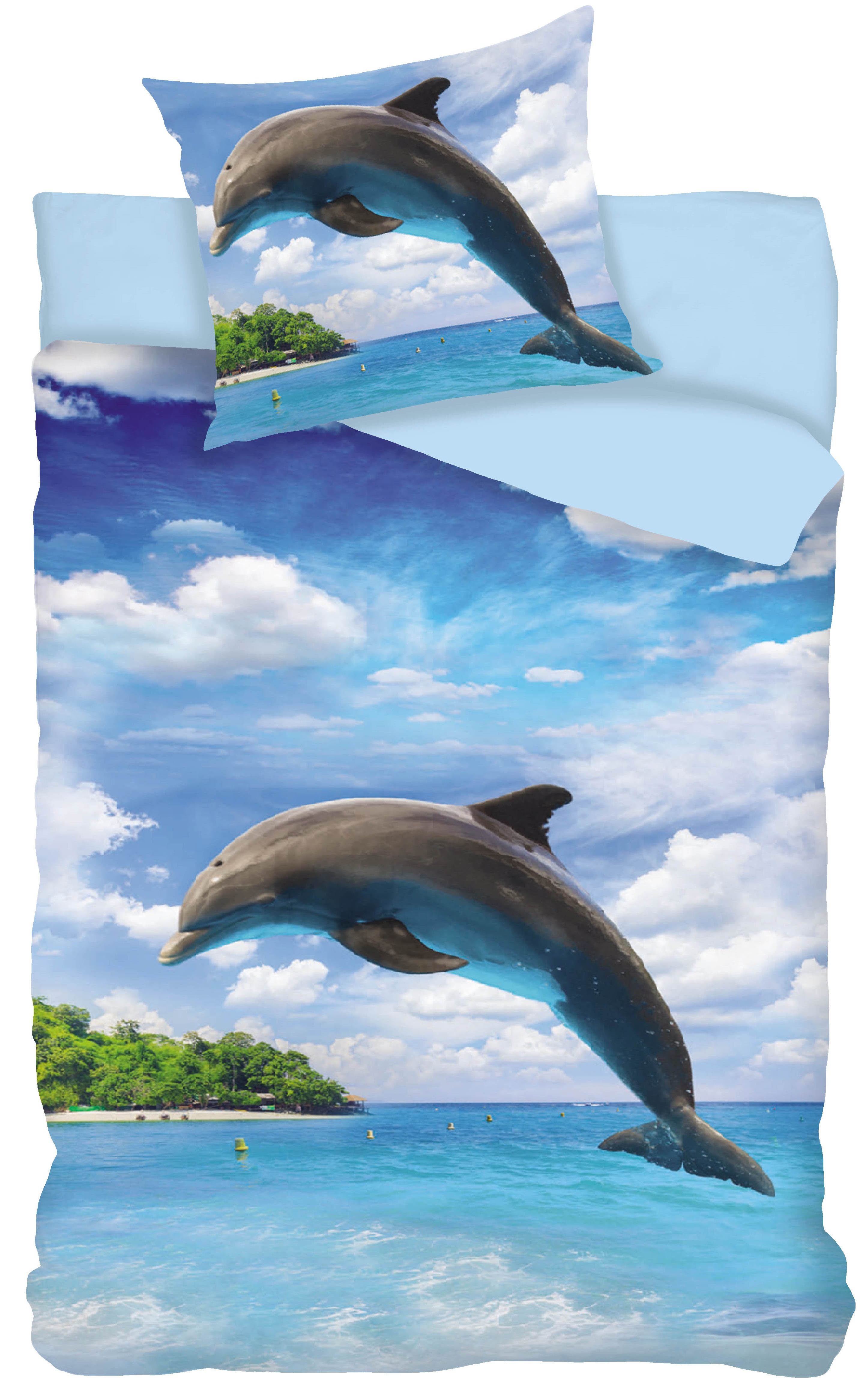 Se Delfin Sengetøj, 100 Procent Bomuld hos MM Action