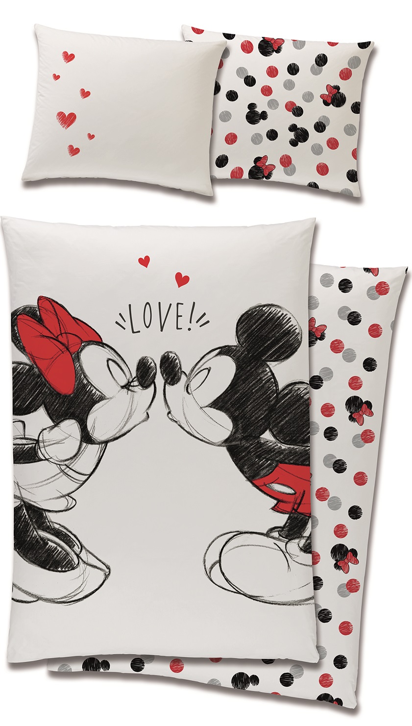 Se Disney Minnie Og Mickey Mouse Sengetøj - 100 Procent Bomuld hos MM Action