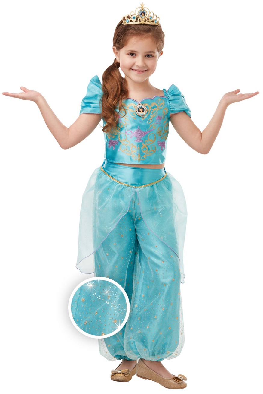Billede af Disney Prinsesse Jasmin Kostume med glitter til børn
